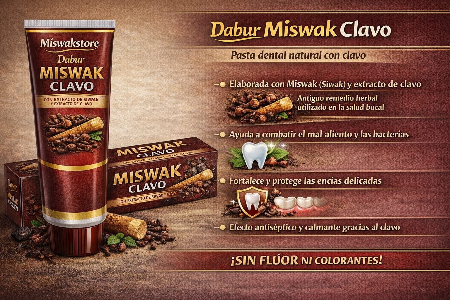Pasta dental Miswak con Clavo 170Gr