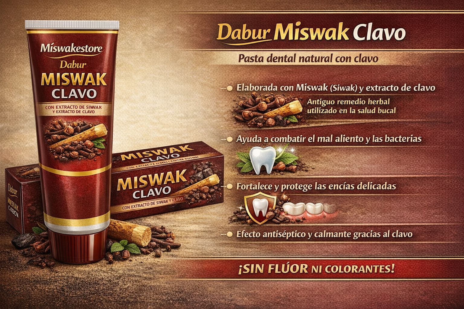 Pasta dental Miswak con Clavo 170Gr